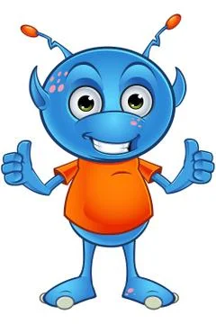 Light blue alien character Stock Illustration