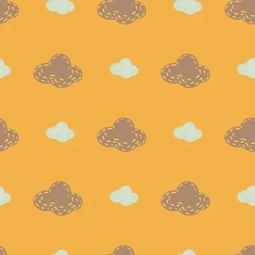 Light blue and beige clouds silhouettes seamless doodle pattern. Weather prin Stockillustratie