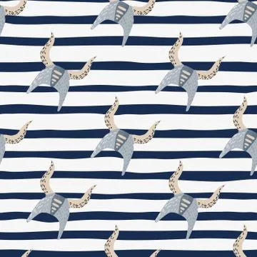 Light blue and beige colored viking helmets seamless pattern. Stripped white  Stock Illustration