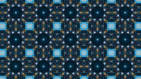 Light Blue and Dark Blue Fractal Square VJ Fractal Geometric Background 库存影片 119772083