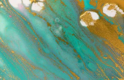 Light blue and gold sequins abstract background. Turquoise color artwork texture Stock Illustration