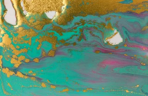Light blue and gold sequins abstract background. Turquoise color artwork texture Stock Illustration