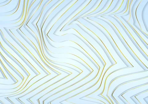 Light blue and golden refracted stripes abstract background Stock Illustration