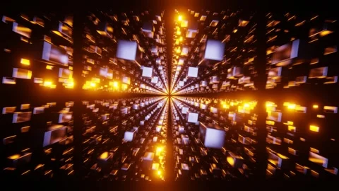 Light Blue and Orange Abstract Cubic Dimension Background VJ Loop in 4K Stock Footage 246996495