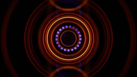 Light Blue and Orange Abstraction of Round Glowing Dots Background VJ Loop l Stock Footage 300945702
