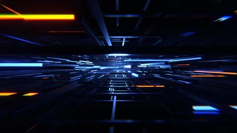Light Blue and Orange Sci-Fi Cybernetic Strobe Array Background VJ Loop l 4K Stock Footage 302560558