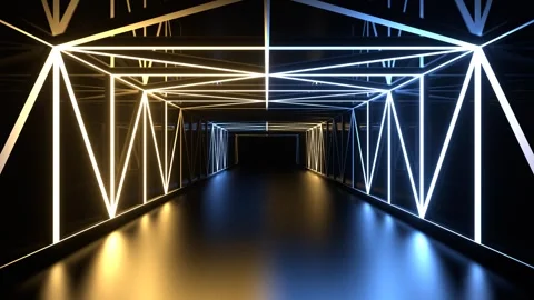 Light Blue and Yellow Gridded Mirror Corridor Background VJ Loop in 4K Stock-Footage 320492351