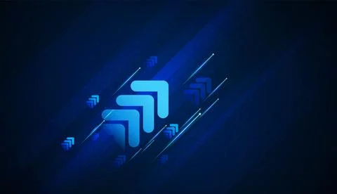 A Light blue Arrows on a modern background symbolize growth, upward movemen.. Illustrazione stock