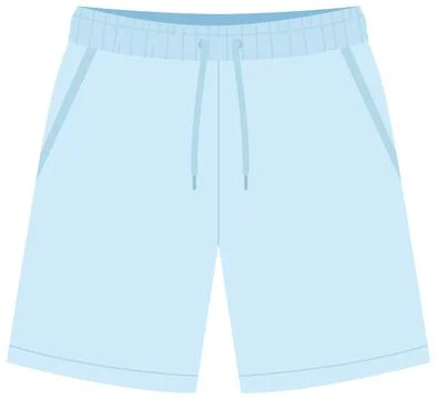 Light Blue Athletic Shorts Vector Illustration with Drawstring Waist Stock Illustration