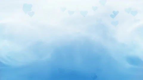 Light blue background with animated blue hearts and slow-moving mist background. Vídeos de archivo 148398021