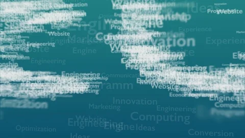 Light blue background with different words, which deal with Search Engine Stock Footage 107168845