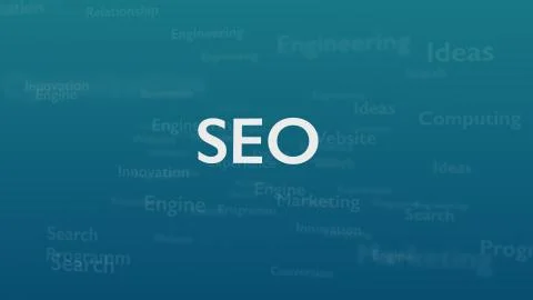 Light blue background with different words, which deal with Search Engine Stock Illustration