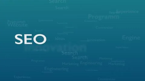 Light blue background with different words, which deal with Search Engine Stock Illustration