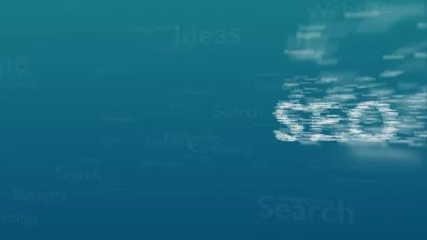 Light blue background with different words, which deal with Search Engine Stock Illustration