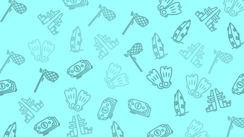 Light blue background with diving icons suitable for promoting water sports, scu Stock Footage 325399151