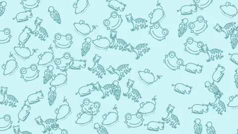 Light blue background with frogs, turtles, and small animals Stock Footage 322877784