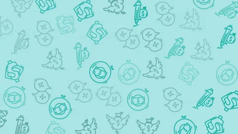 Light blue background holds playful, hand-drawn symbols Stock Footage 336219694