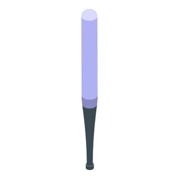 Light blue baseball bat with black handle isometric view Stock Illustration