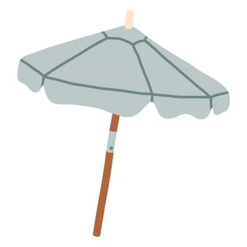 Light blue beach umbrella vector illustration. Minimalist summer sun protection Stock Illustration