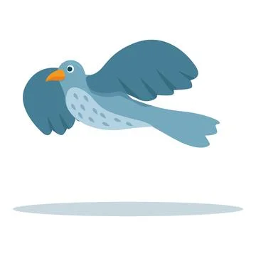 Light blue bird flying with spread wings and orange beak Stock Illustration