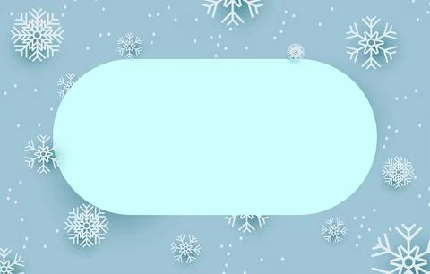 Light blue blank oval label decorated with snowflakes, vector illustration. Stock-Illustration