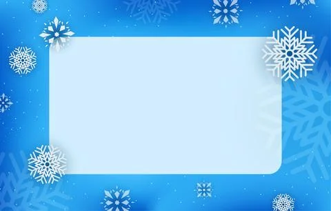 Light blue blank square label decorated with snowflakes. Stock-Illustration