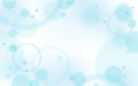 Light blue blurred bokeh light glowing backdrop. Green circles defocused night Stock Illustration