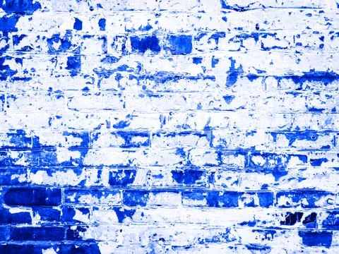 Light blue bright grunge texture of an old red brick wall with damage Stock Illustration