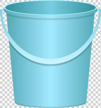 A light blue bucket with a handle is centered on a black backdrop, cartoon .. Illustrazione stock