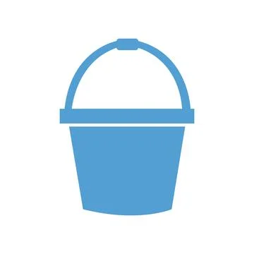 A light blue bucket with a round handle sits on a white background Illustration