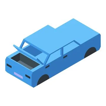 Light blue car body with open doors and trunk, undergoing construction or ass Stock Illustration