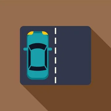 Light blue car moving on the road, top or aerial view Stock Illustration