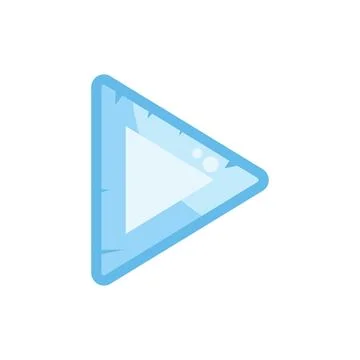 Light blue cartoon play button showing direction Stock Illustration