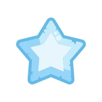 Light blue cartoon star shining brightly on white background Stock Illustration