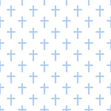 Light Blue Christian Cross Repeat Pattern Vector Background Stock Illustration