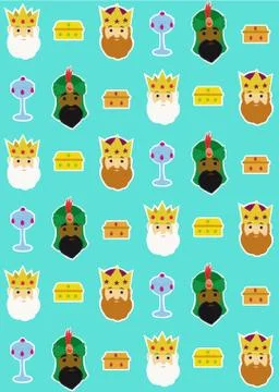 Light blue Christmas pattern with the Three Wise Men Stock Illustration
