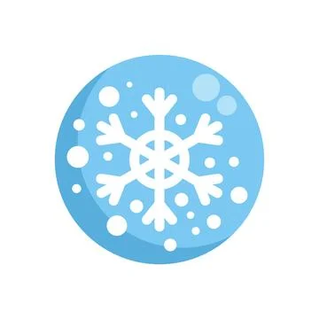 Light blue circle showing falling snow and snowflake Stock Illustration