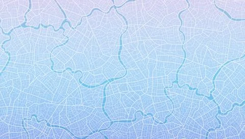 Light blue city map background with river and complex road network. Vector Stock Illustration