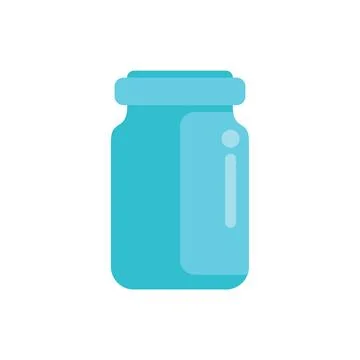 Light blue closed empty jar with lid and label, front view Stock Illustration