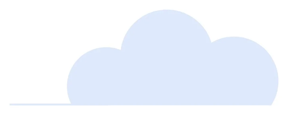 Light blue cloud with a flat bottom and slightly rounded top over a white bac Stock Illustration