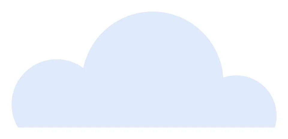 Light Blue Cloud Shape with Smooth Edges on a White Background Illustrazione stock
