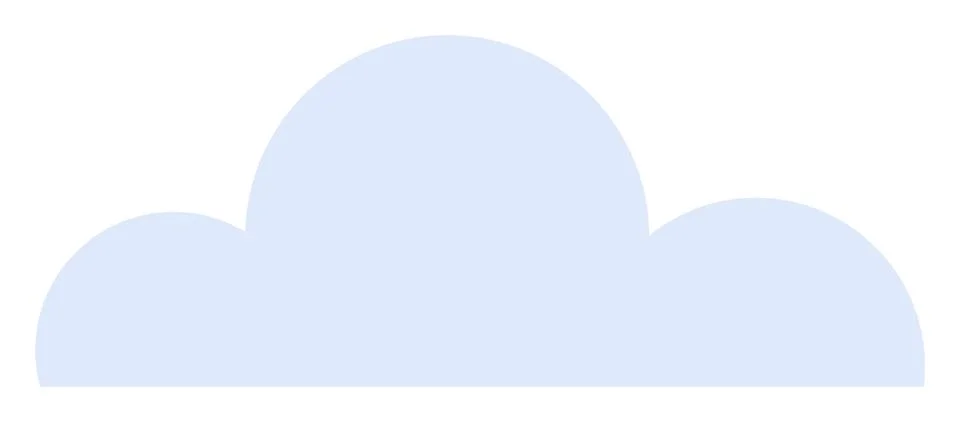 Light Blue Cloud Shape on White Background in Simple Minimalistic Style Illustrazione stock