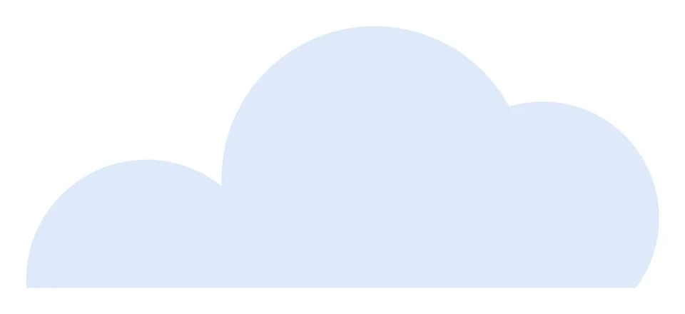 Light Blue Cloud Shape on White Background - Simple and Clean Design Stock Illustration