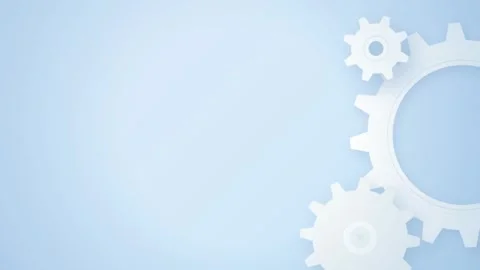 Light blue cogs rotating seamlessly gear system motion loop Video stock 345601182