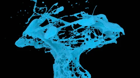 Light blue color splashes in slow motion, alpha channel included (FULL HD) Stockbeeldmateriaal 48936074