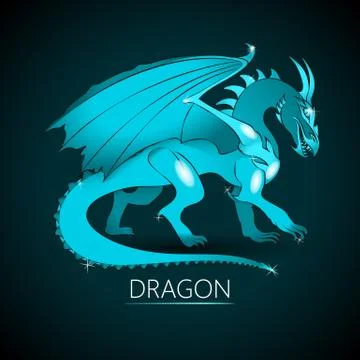 Light-Blue Colored Dragon Stock Illustration