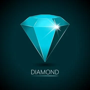 Light-Blue Colored Sparkling Diamond Stock Illustration