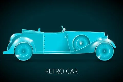 Light-Blue Colored Sparkling Retro Car Stock Illustration