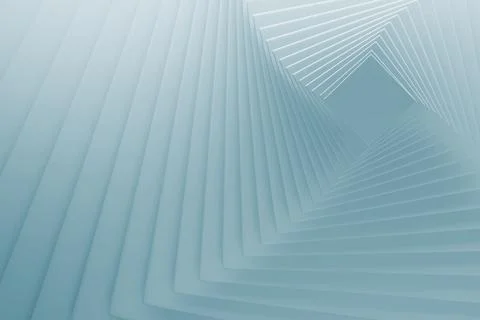 Light blue concentric squares recede endlessly in recursive tunnel, layers, l Stock Illustration