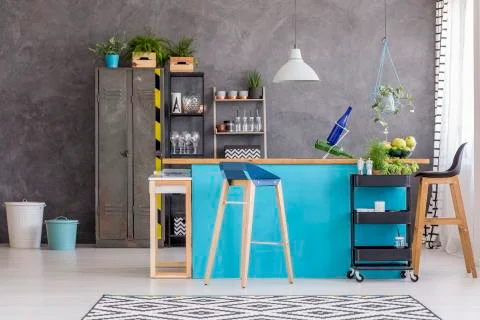 Light blue countertop Stock-Fotos